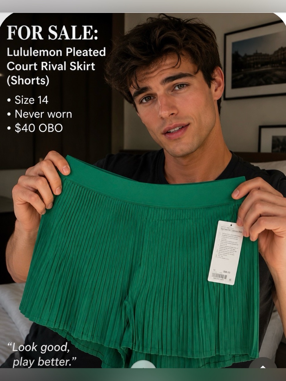lululemon NWT RePleated Emerald Green  tennis skirt